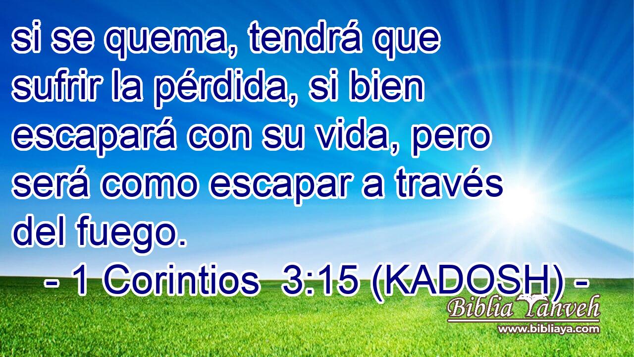  si se quema, tendrá que sufrir la pérdida, si bien escapará con su vida, pero será como escapar a través del fuego. 