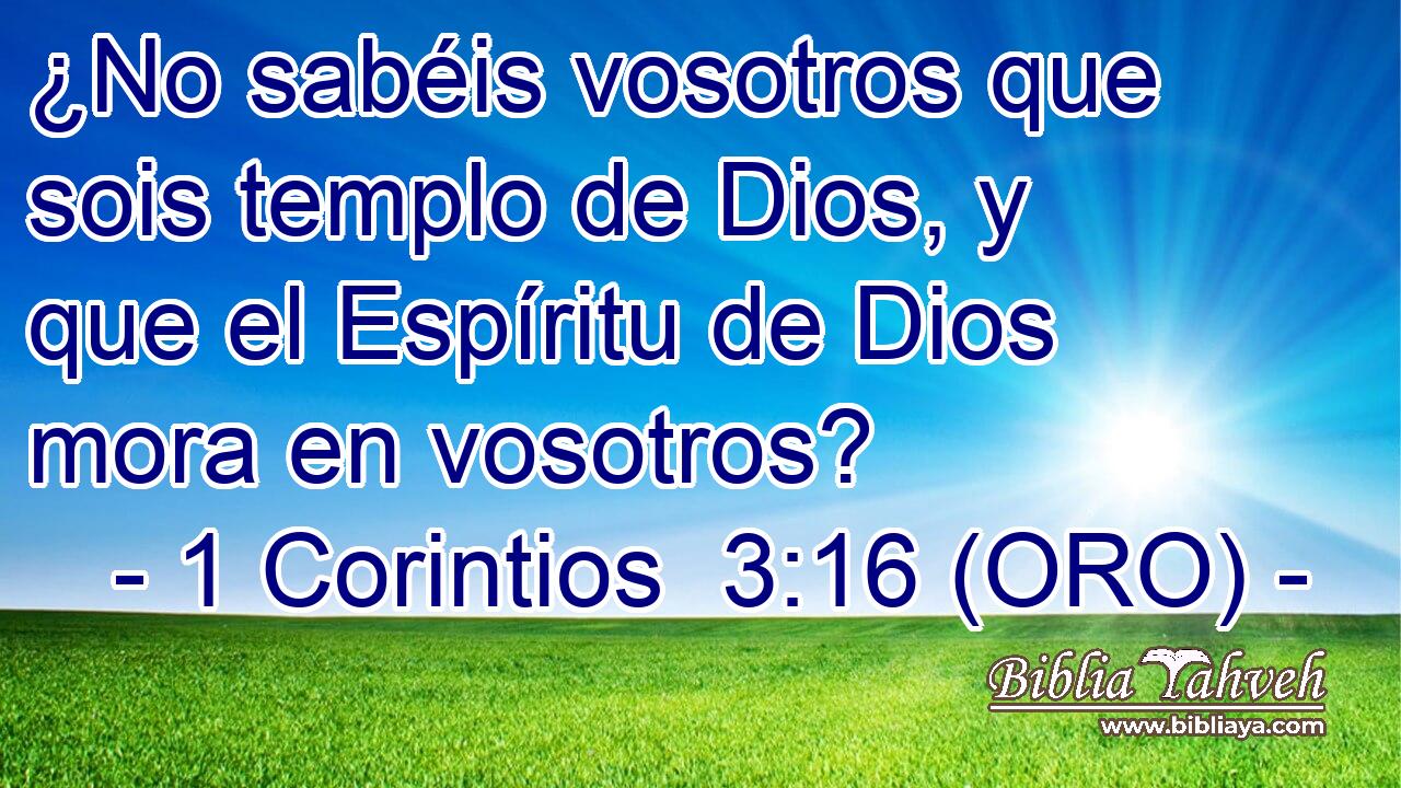  ¿No sabéis vosotros que sois templo de Dios, y que el Espíritu de Dios mora en vosotros? 
