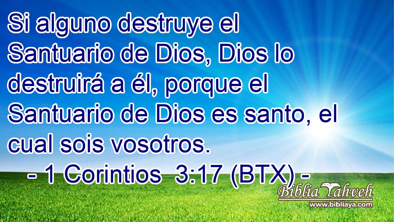 Si alguno destruye el Santuario de Dios, Dios lo destruirá a él, porque el Santuario de Dios es santo, el cual sois vosotros.