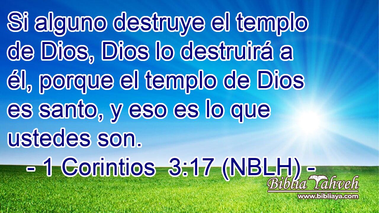  Si alguno destruye el templo de Dios, Dios lo destruirá a él, porque el templo de Dios es santo, y eso es lo que ustedes son. 