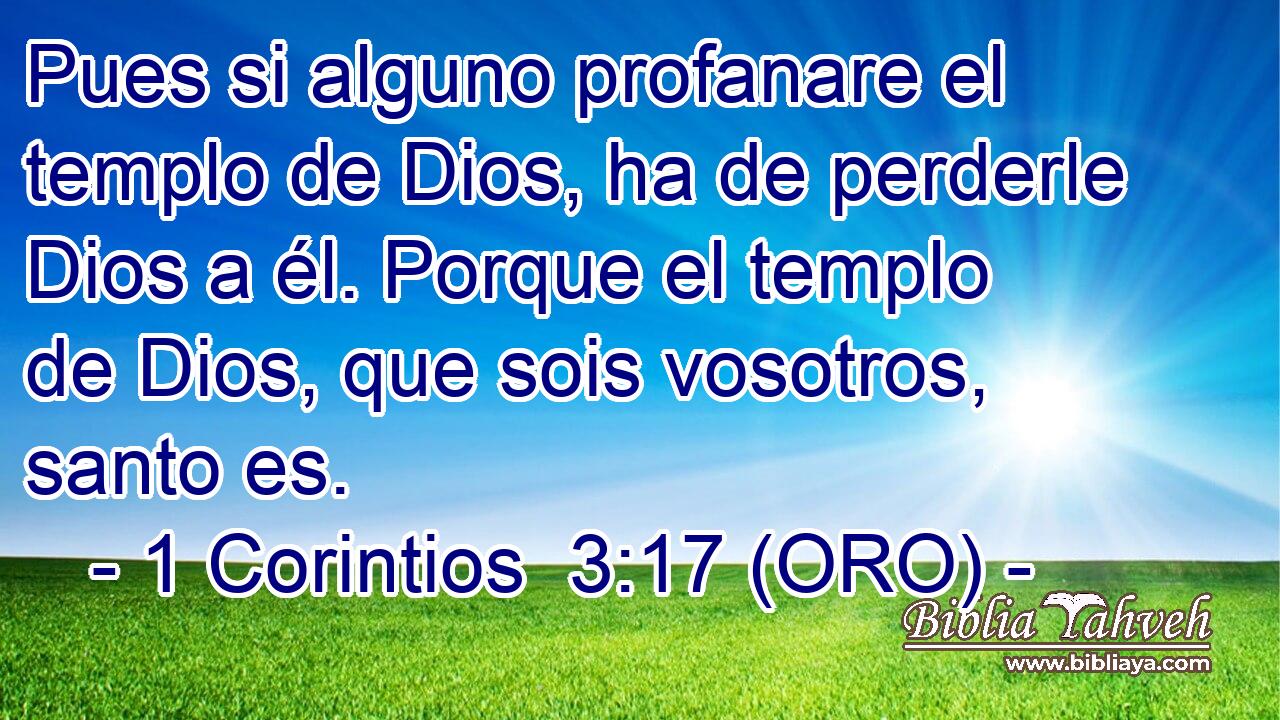  Pues si alguno profanare el templo de Dios, ha de perderle Dios a él. Porque el templo de Dios, que sois vosotros, santo es. 