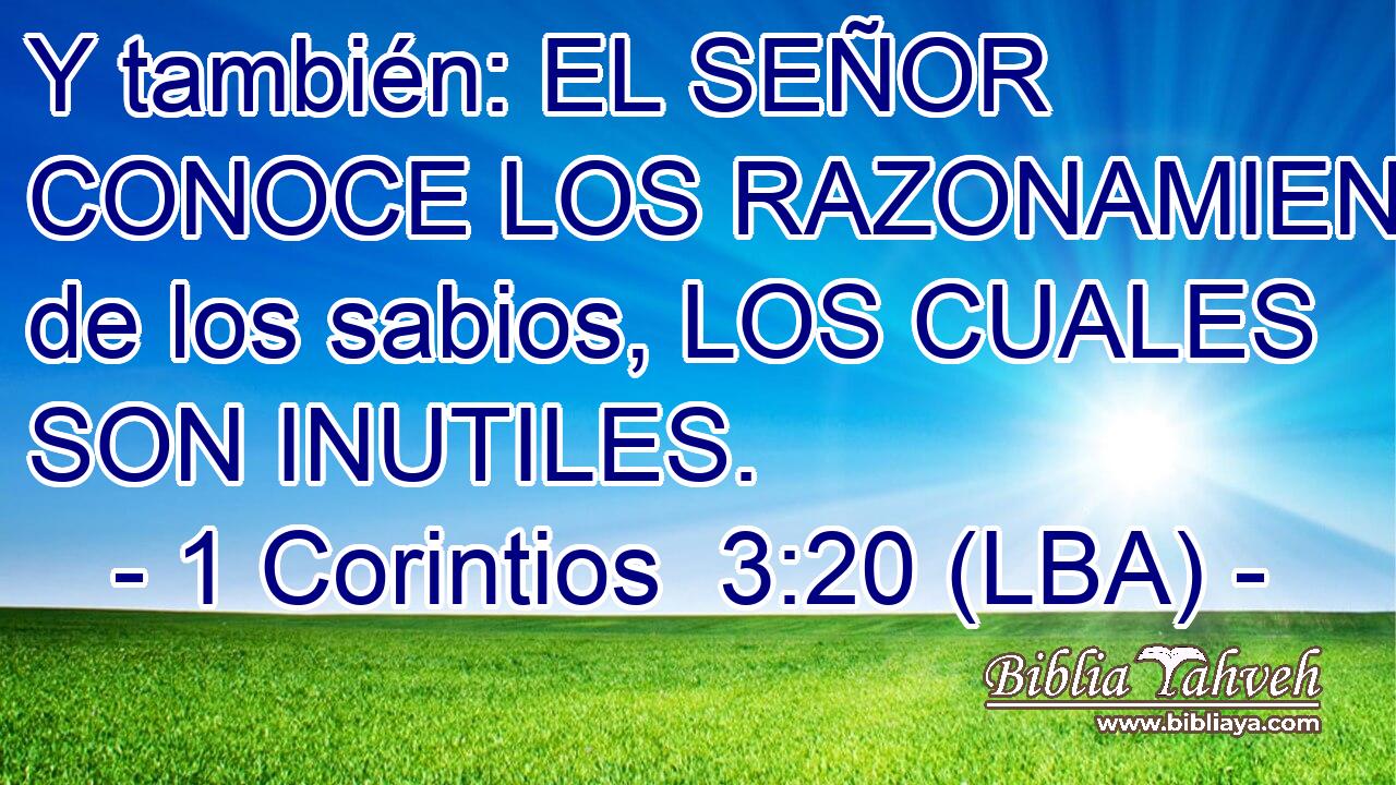 Y también: EL SEÑOR CONOCE LOS RAZONAMIENTOS de los sabios, LOS CUALES SON INUTILES.