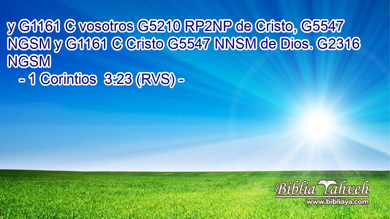 y G1161 C vosotros G5210 RP2NP de Cristo, G5547 NGSM y G1161 C Cristo G5547 NNSM de Dios. G2316 NGSM 