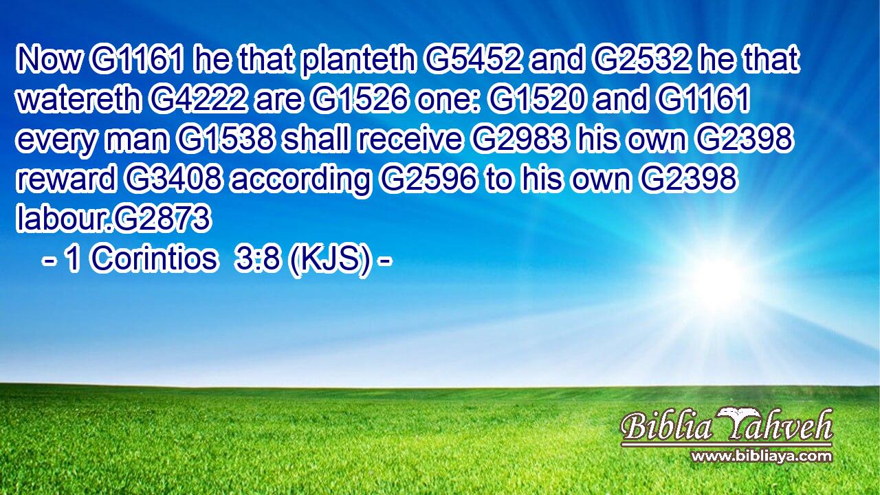 Now G1161 he that planteth G5452 and G2532 he that watereth G4222 are G1526 one: G1520 and G1161 every man G1538 shall receive G2983 his own G2398 reward G3408 according G2596 to his own G2398 labour.G2873