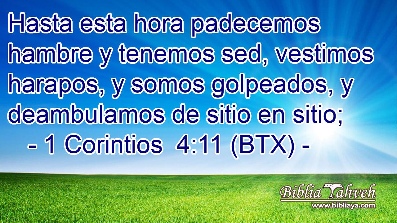 Hasta esta hora padecemos hambre y tenemos sed, vestimos harapos, y somos golpeados, y deambulamos de sitio en sitio;