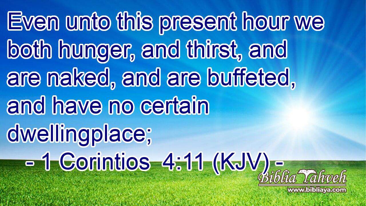 Even unto this present hour we both hunger, and thirst, and are naked, and are buffeted, and have no certain dwellingplace;