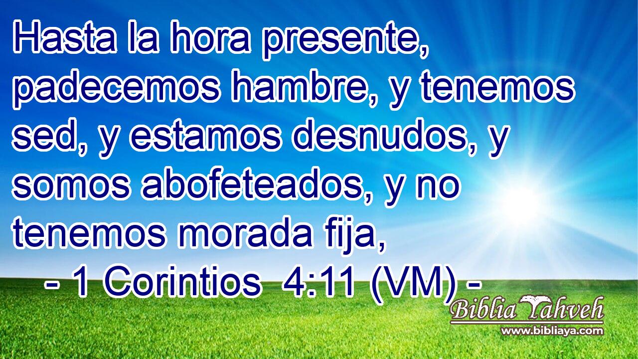  Hasta la hora presente, padecemos hambre, y tenemos sed, y estamos desnudos, y somos abofeteados, y no tenemos morada fija, 