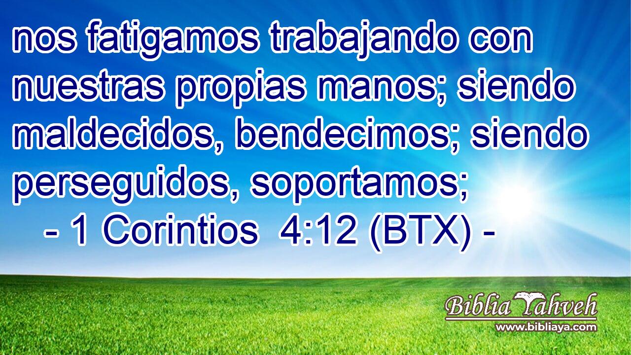 nos fatigamos trabajando con nuestras propias manos; siendo maldecidos, bendecimos; siendo perseguidos, soportamos;