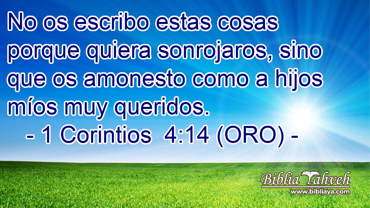  No os escribo estas cosas porque quiera sonrojaros, sino que os amonesto como a hijos míos muy queridos. 