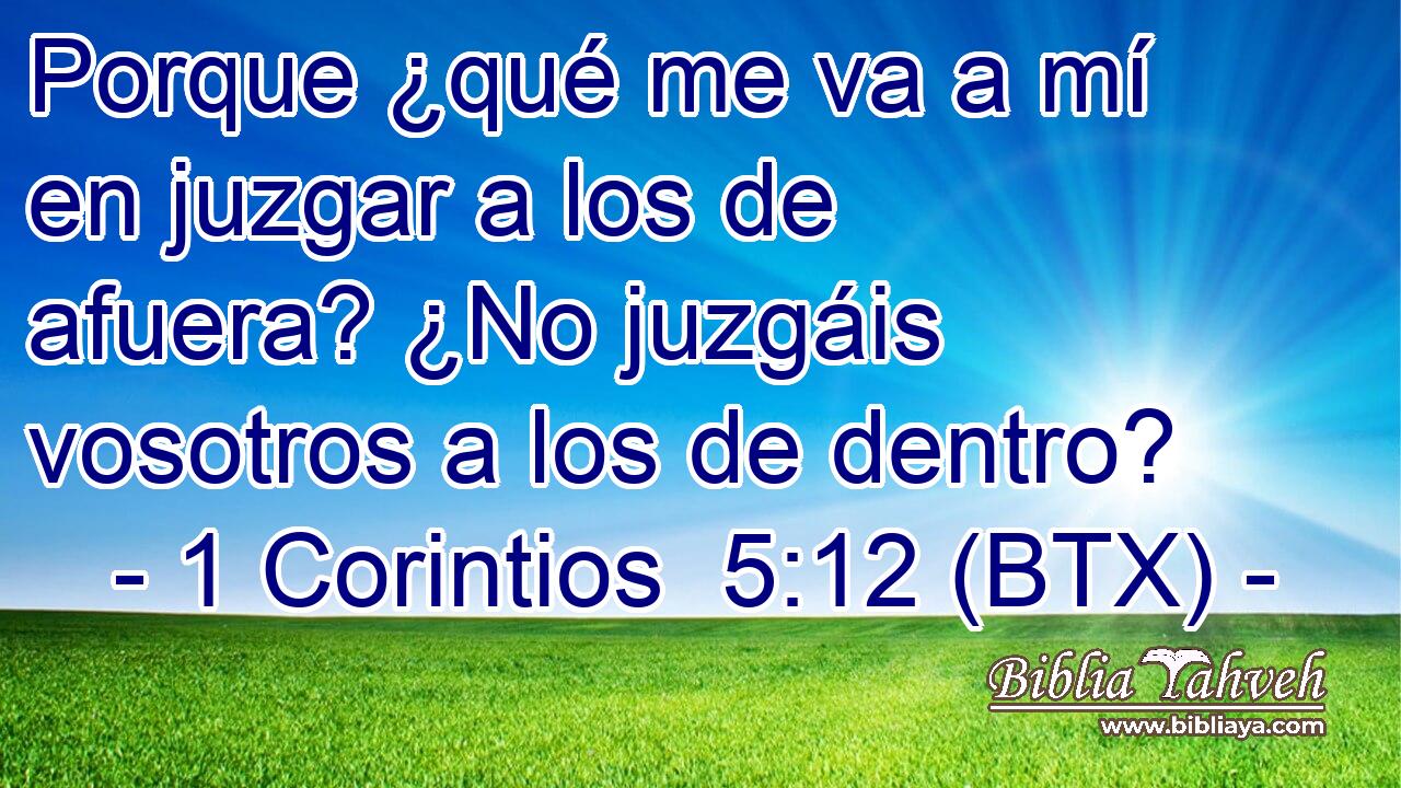 Porque ¿qué me va a mí en juzgar a los de afuera? ¿No juzgáis vosotros a los de dentro?