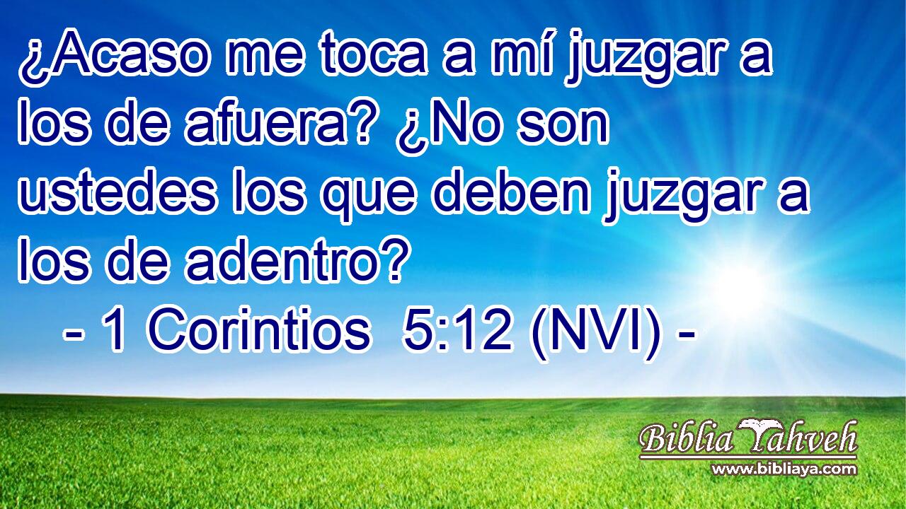  ¿Acaso me toca a mí juzgar a los de afuera? ¿No son ustedes los que deben juzgar a los de adentro? 
