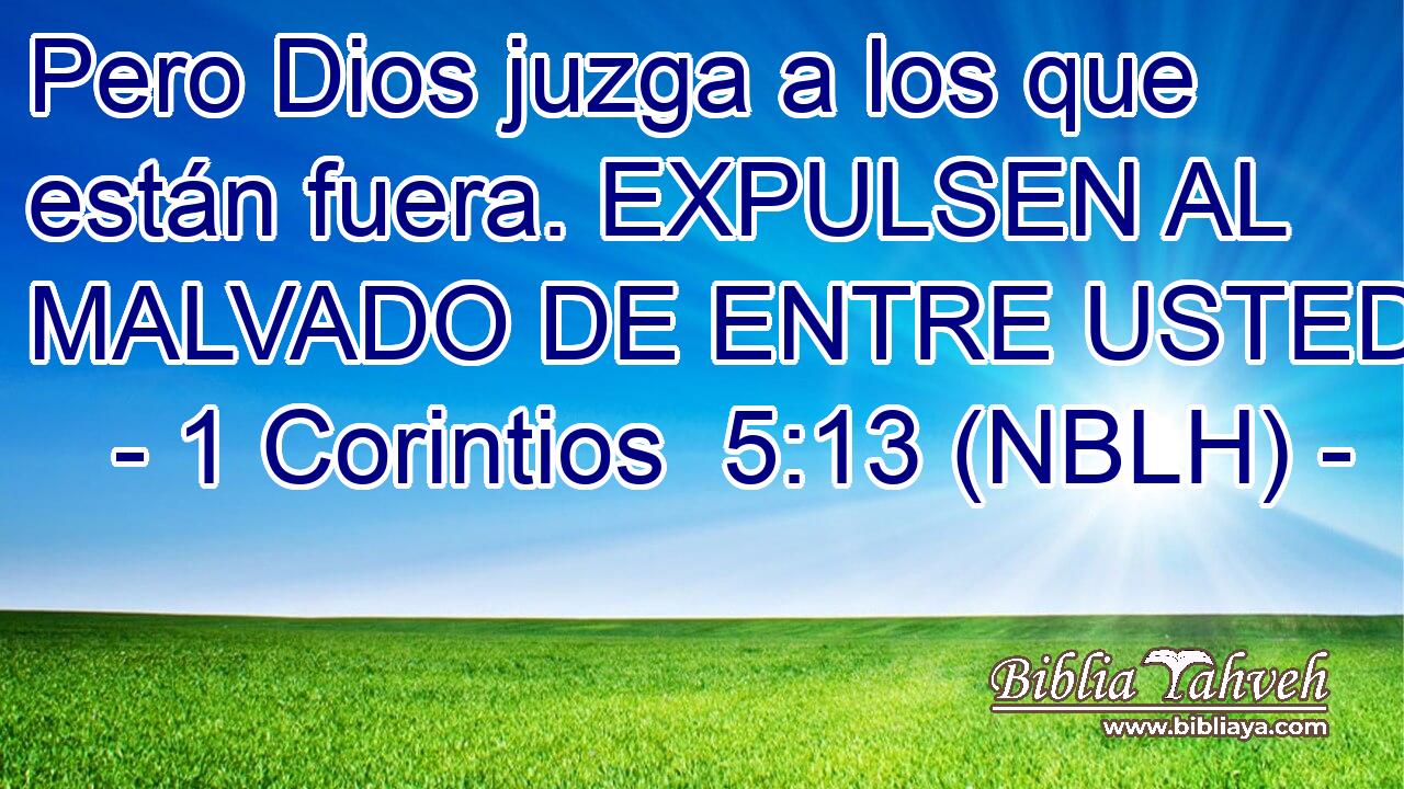  Pero Dios juzga a los que están fuera. EXPULSEN AL MALVADO DE ENTRE USTEDES. 