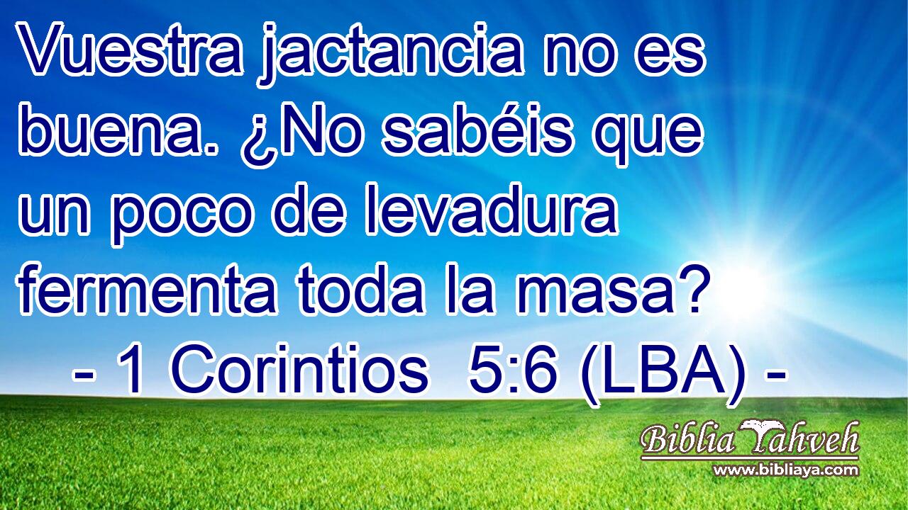 Vuestra jactancia no es buena. ¿No sabéis que un poco de levadura fermenta toda la masa?