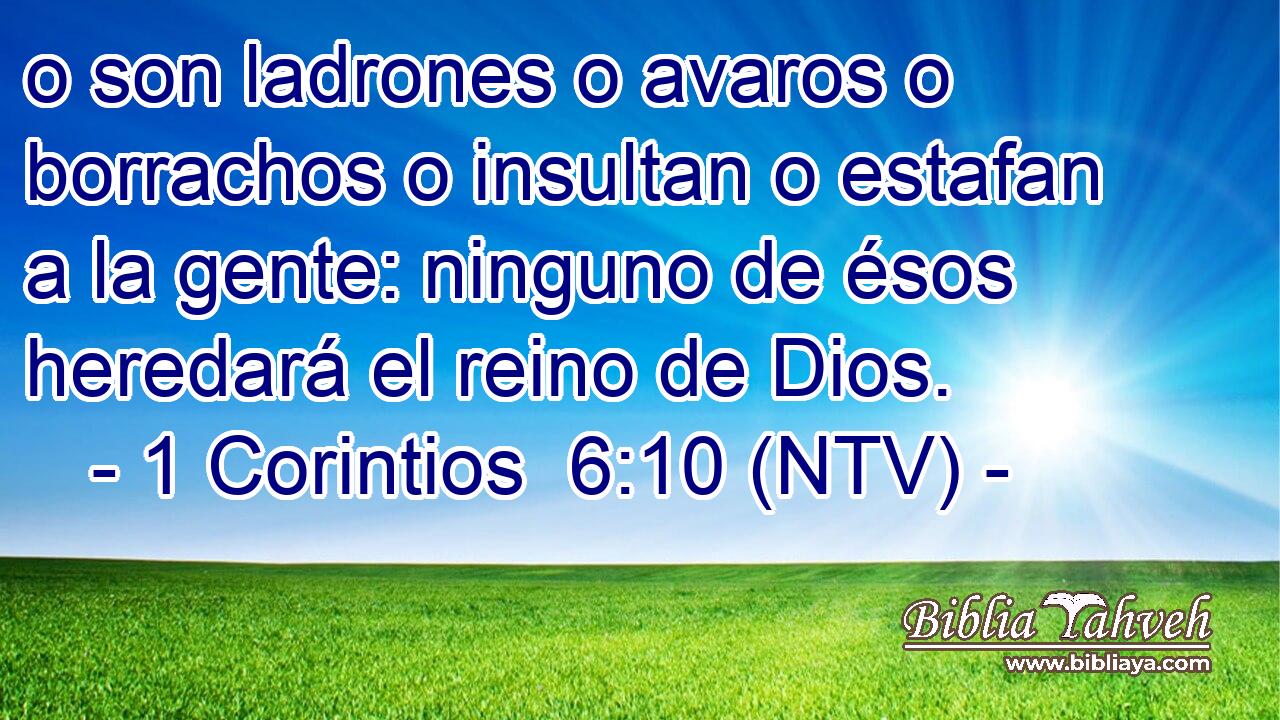 o son ladrones o avaros o borrachos o insultan o estafan a la gente: ninguno de ésos heredará el reino de Dios.