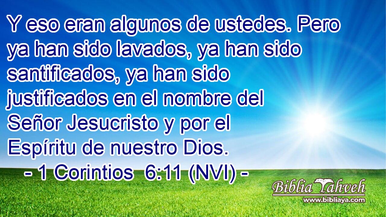  Y eso eran algunos de ustedes. Pero ya han sido lavados, ya han sido santificados, ya han sido justificados en el nombre del Señor Jesucristo y por el Espíritu de nuestro Dios. 