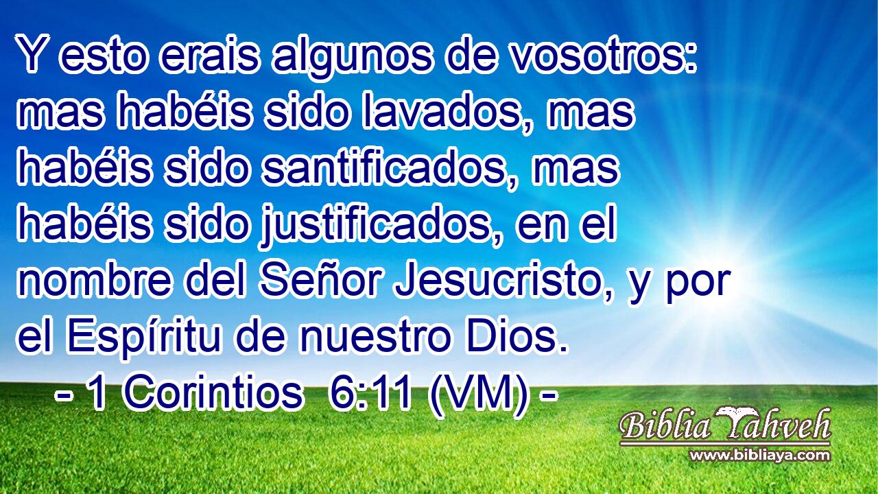  Y esto erais algunos de vosotros: mas habéis sido lavados, mas habéis sido santificados, mas habéis sido justificados, en el nombre del Señor Jesucristo, y por el Espíritu de nuestro Dios. 