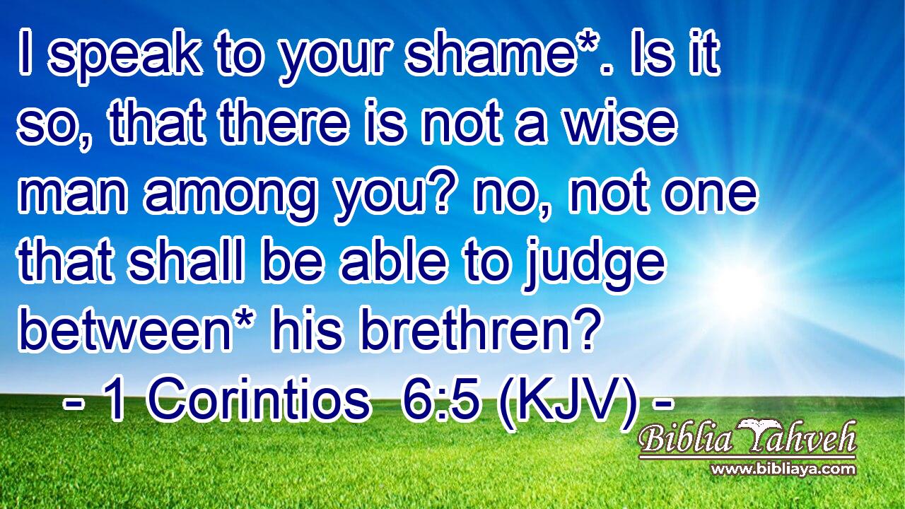 I speak to your shame*. Is it so, that there is not a wise man among you? no, not one that shall be able to judge between* his brethren?