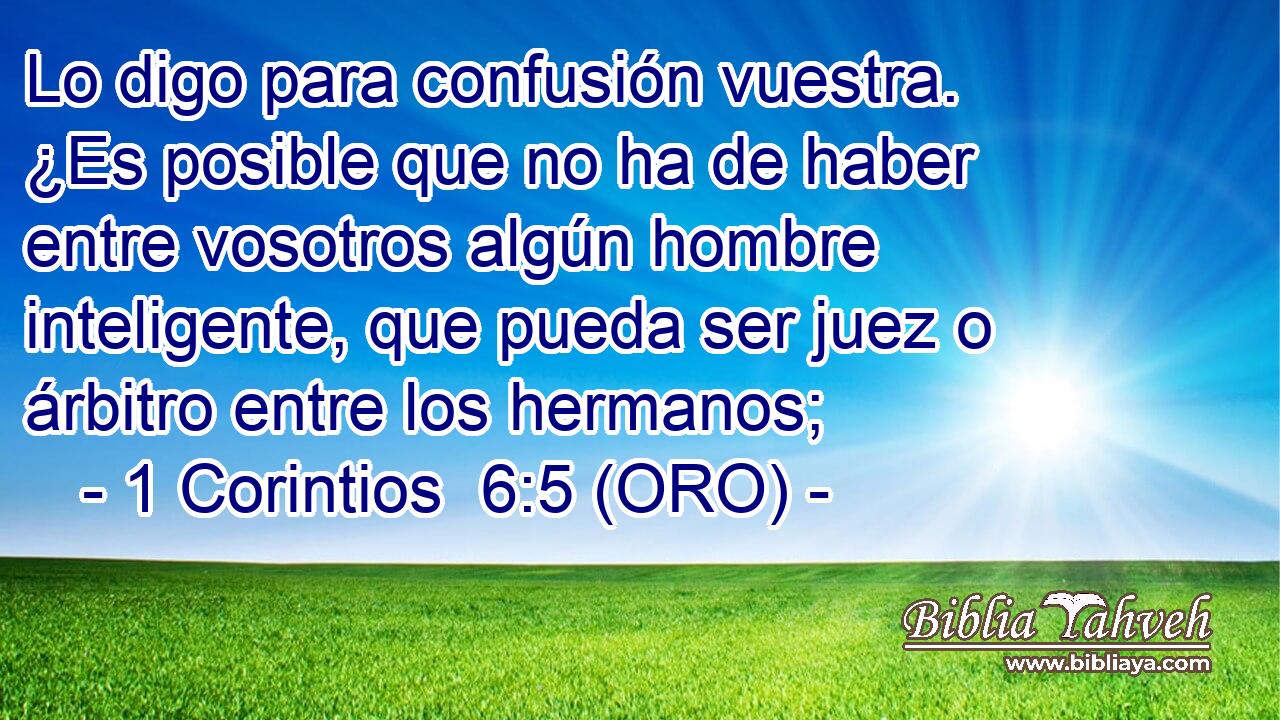  Lo digo para confusión vuestra. ¿Es posible que no ha de haber entre vosotros algún hombre inteligente, que pueda ser juez o árbitro entre los hermanos; 