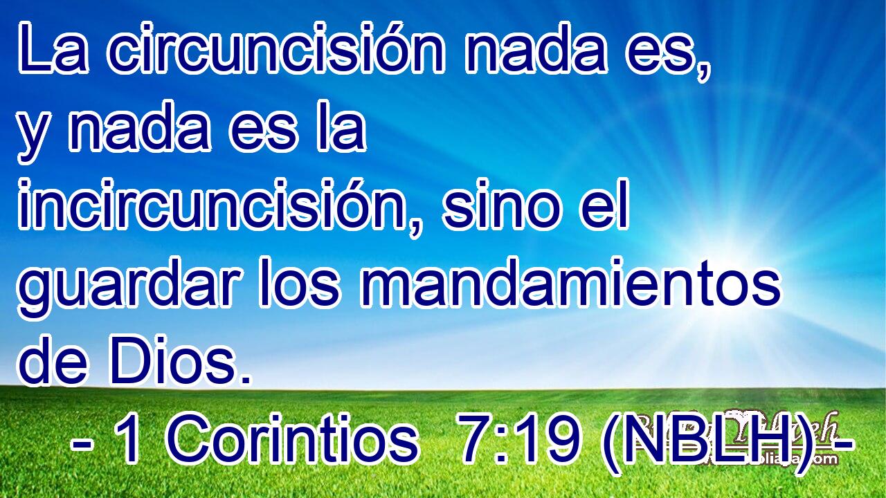  La circuncisión nada es, y nada es la incircuncisión, sino el guardar los mandamientos de Dios. 