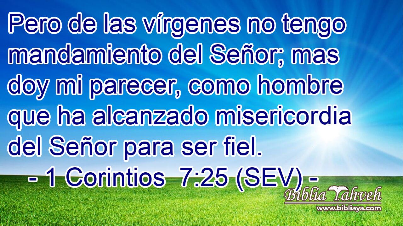 Pero de las vírgenes no tengo mandamiento del Señor; mas doy mi parecer, como hombre que ha alcanzado misericordia del Señor para ser fiel.