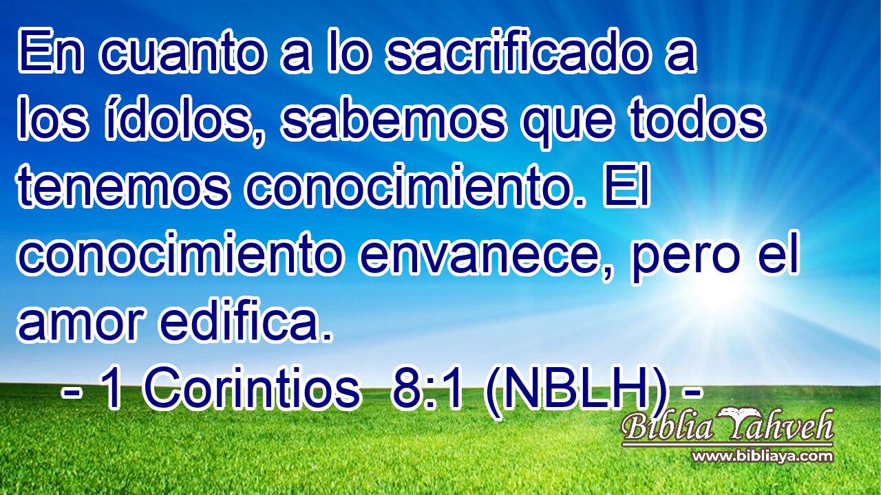  En cuanto a lo sacrificado a los ídolos, sabemos que todos tenemos conocimiento. El conocimiento envanece, pero el amor edifica. 