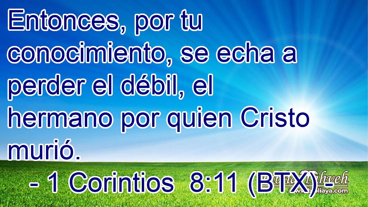 Entonces, por tu conocimiento, se echa a perder el débil, el hermano por quien Cristo murió.