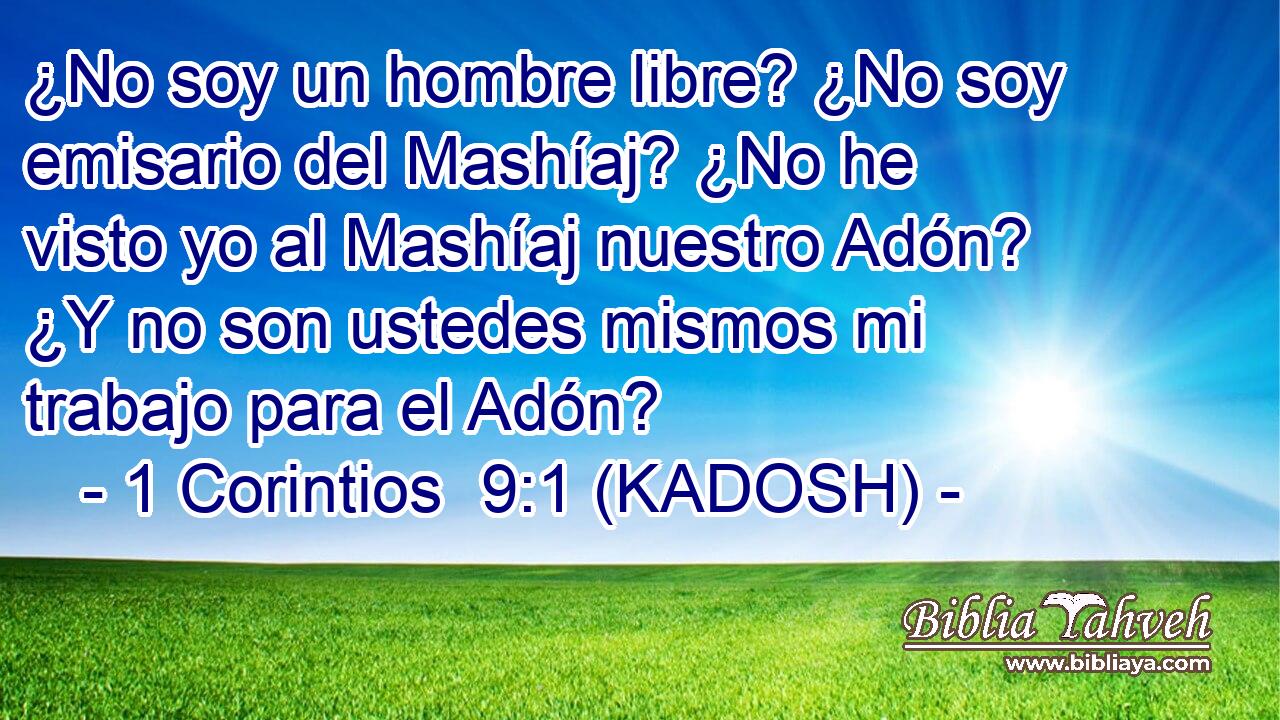  ¿No soy un hombre libre? ¿No soy emisario del Mashíaj? ¿No he visto yo al Mashíaj nuestro Adón? ¿Y no son ustedes mismos mi trabajo para el Adón? 