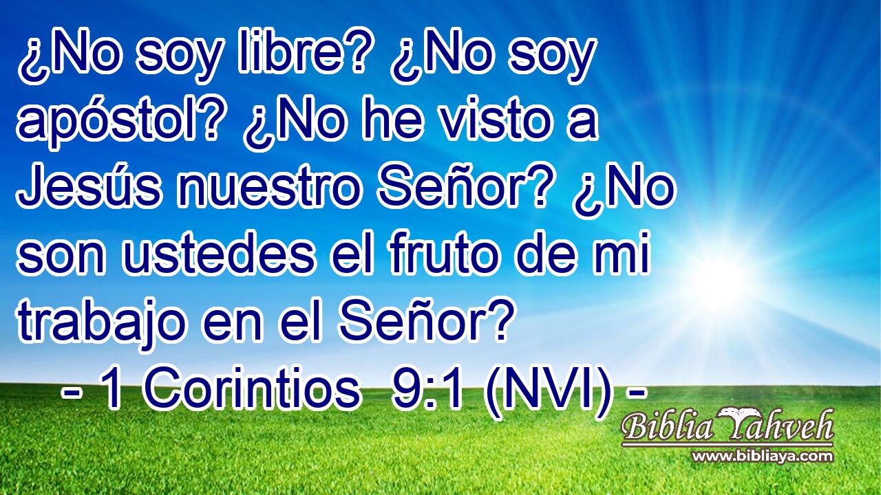  ¿No soy libre? ¿No soy apóstol? ¿No he visto a Jesús nuestro Señor? ¿No son ustedes el fruto de mi trabajo en el Señor? 