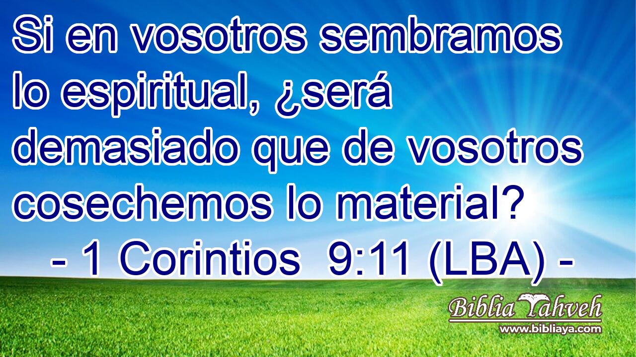 Si en vosotros sembramos lo espiritual, ¿será demasiado que de vosotros cosechemos lo material?