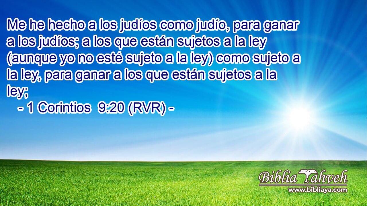Me he hecho a los judíos como judío, para ganar a los judíos; a los que están sujetos a la ley (aunque yo no esté sujeto a la ley) como sujeto a la ley, para ganar a los que están sujetos a la ley;