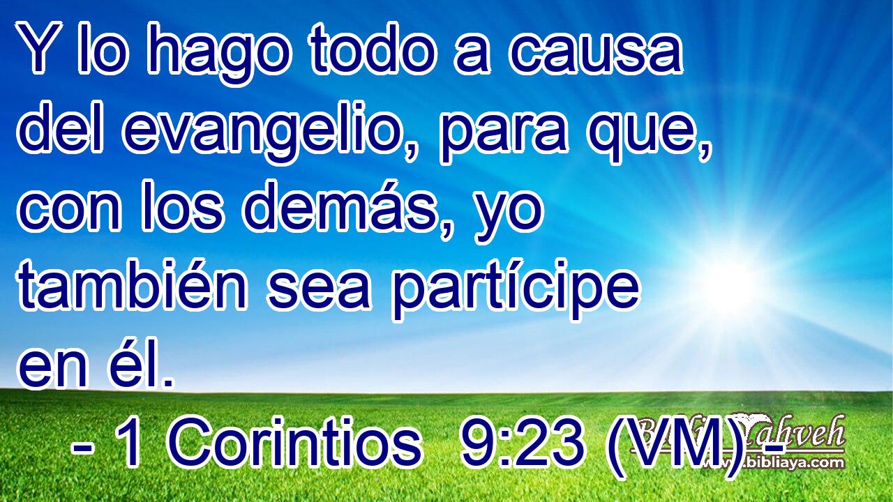  Y lo hago todo a causa del evangelio, para que, con los demás, yo también sea partícipe en él. 