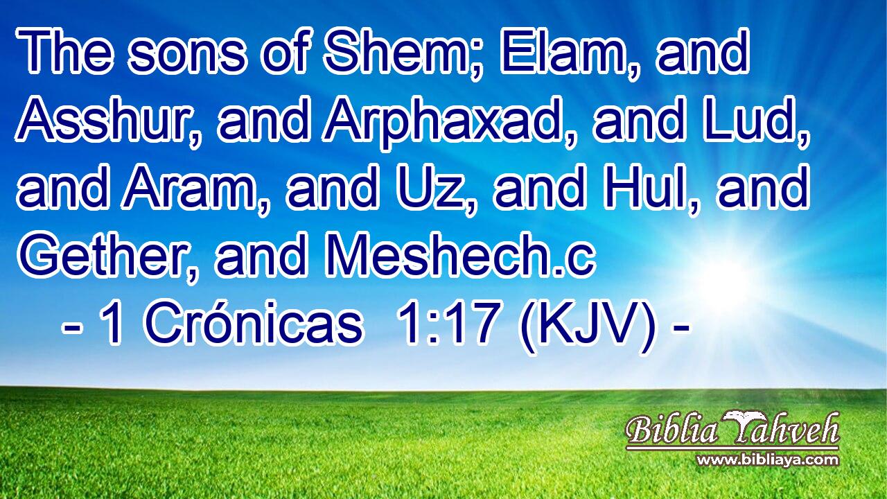 The sons of Shem; Elam, and Asshur, and Arphaxad, and Lud, and Aram, and Uz, and Hul, and Gether, and Meshech.c