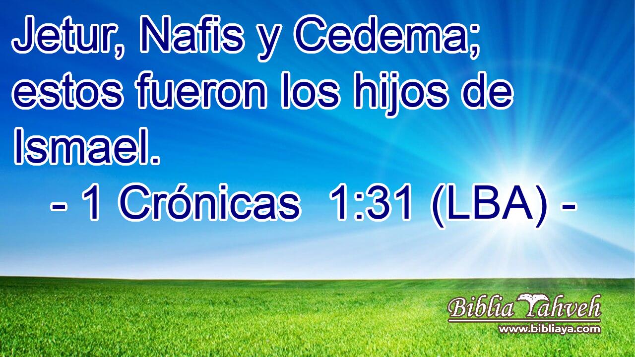 Jetur, Nafis y Cedema; estos fueron los hijos de Ismael.