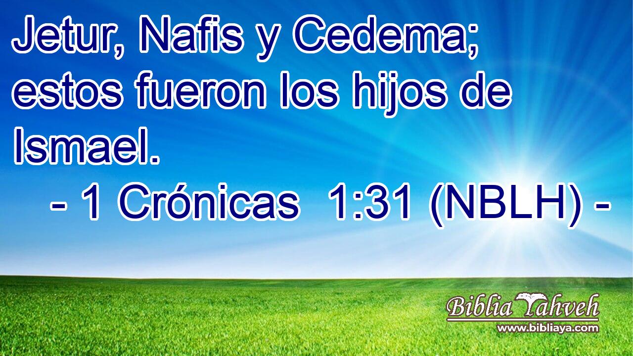  Jetur, Nafis y Cedema; estos fueron los hijos de Ismael. 