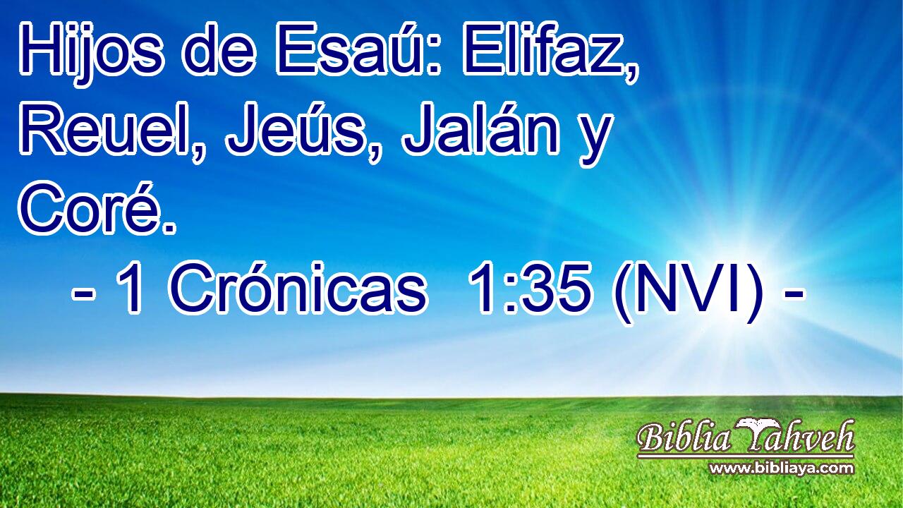  Hijos de Esaú: Elifaz, Reuel, Jeús, Jalán y Coré. 