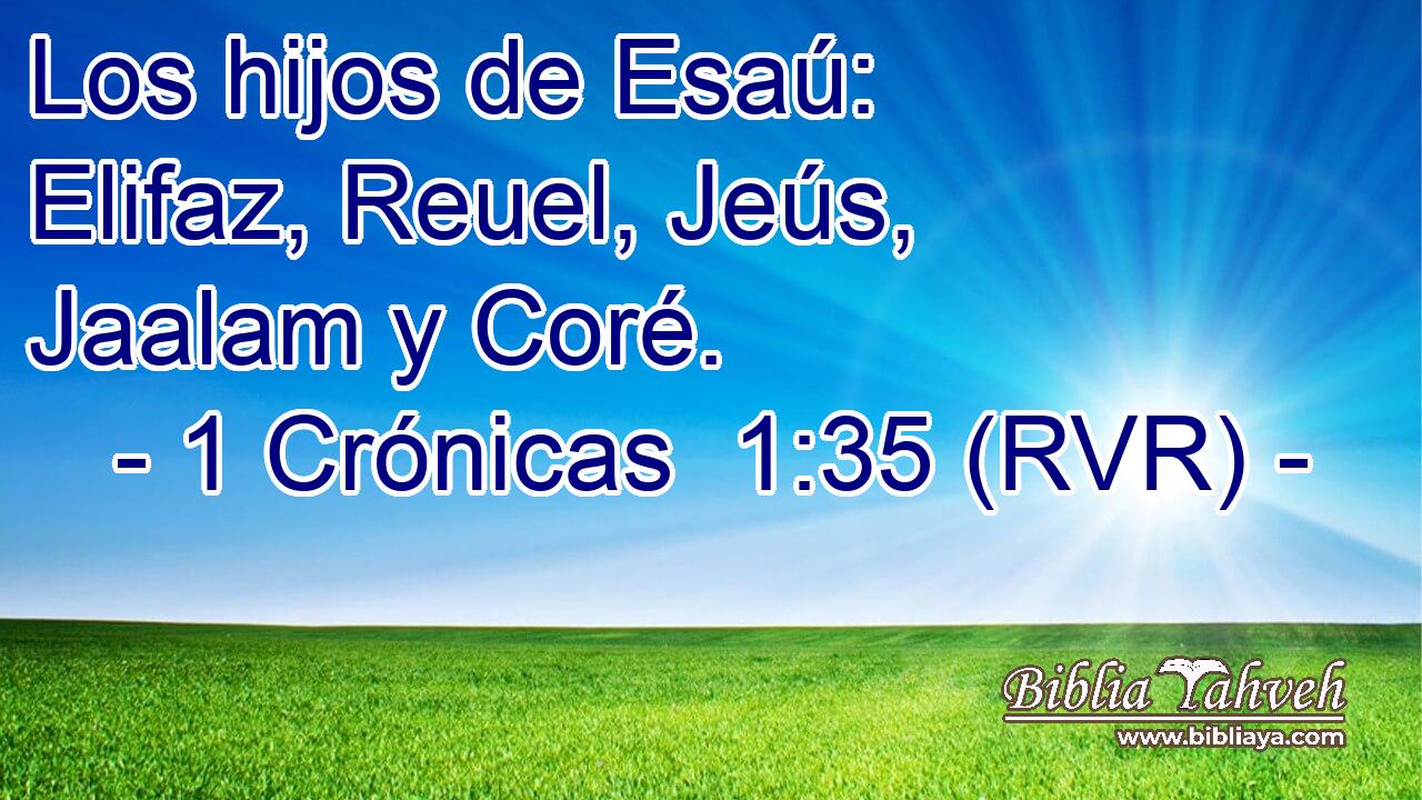 Los hijos de Esaú: Elifaz, Reuel, Jeús, Jaalam y Coré.