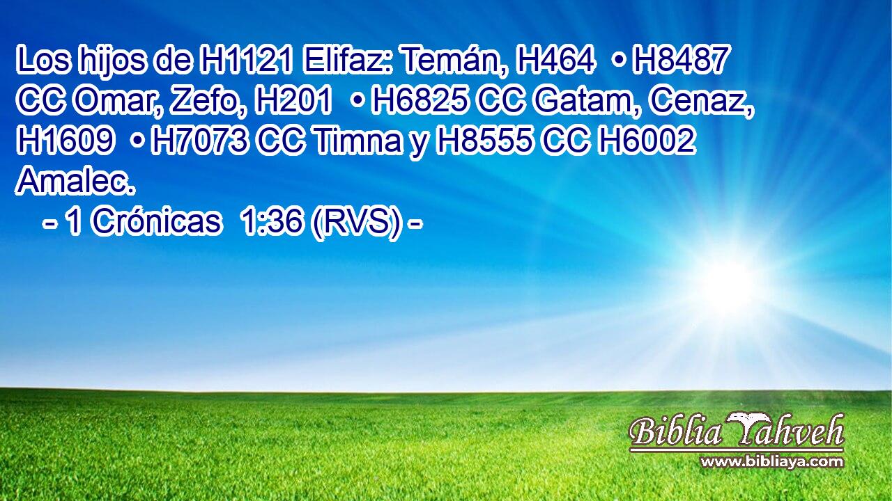 Los hijos de H1121 Elifaz: Temán, H464  • H8487 CC Omar, Zefo, H201  • H6825 CC Gatam, Cenaz, H1609  • H7073 CC Timna y H8555 CC H6002 Amalec. 