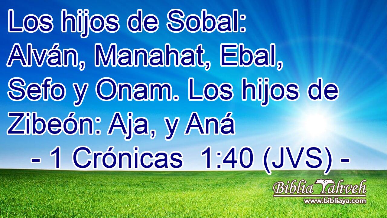 Los hijos de Sobal: Alván, Manahat, Ebal, Sefo y Onam. Los hijos de Zibeón: Aja, y Aná