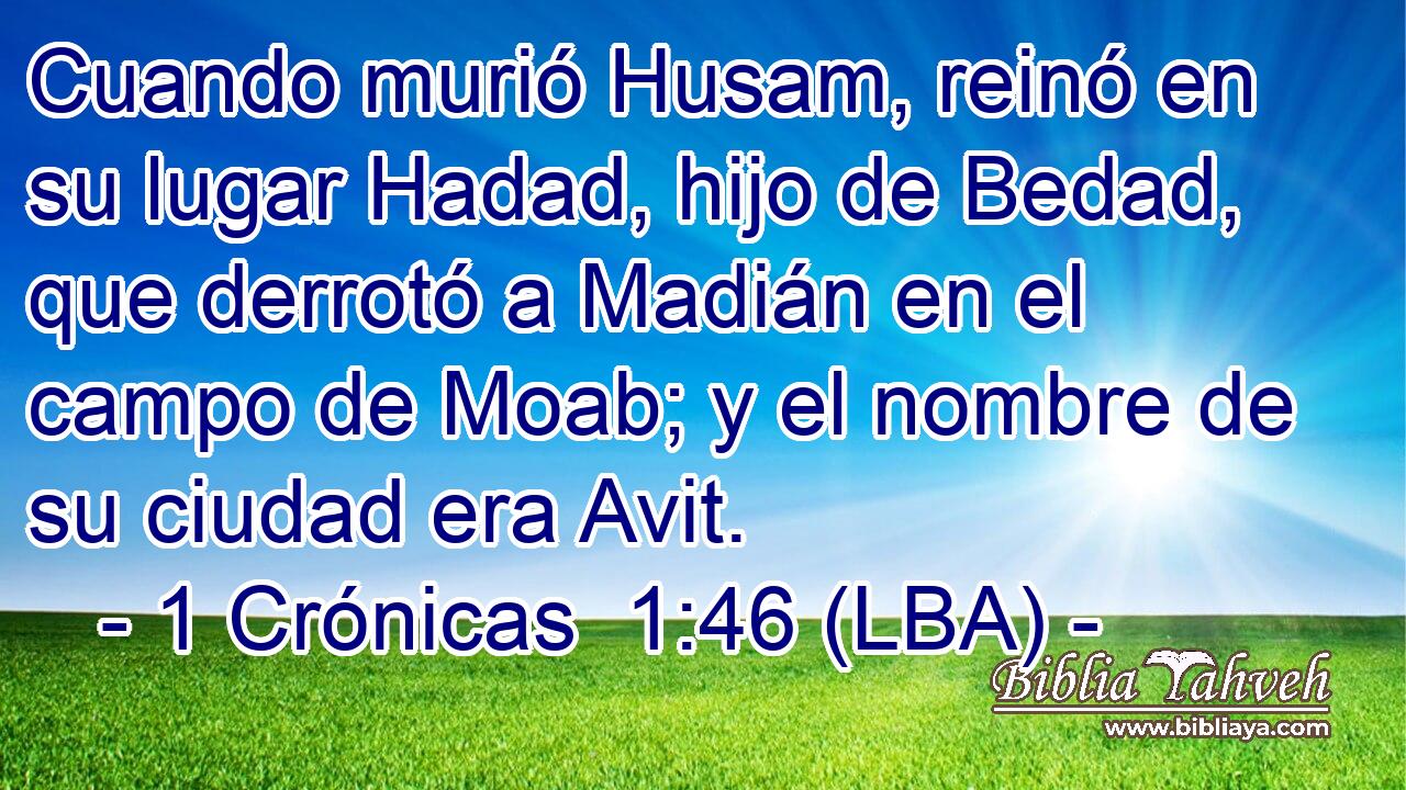 Cuando murió Husam, reinó en su lugar Hadad, hijo de Bedad, que derrotó a Madián en el campo de Moab; y el nombre de su ciudad era Avit.