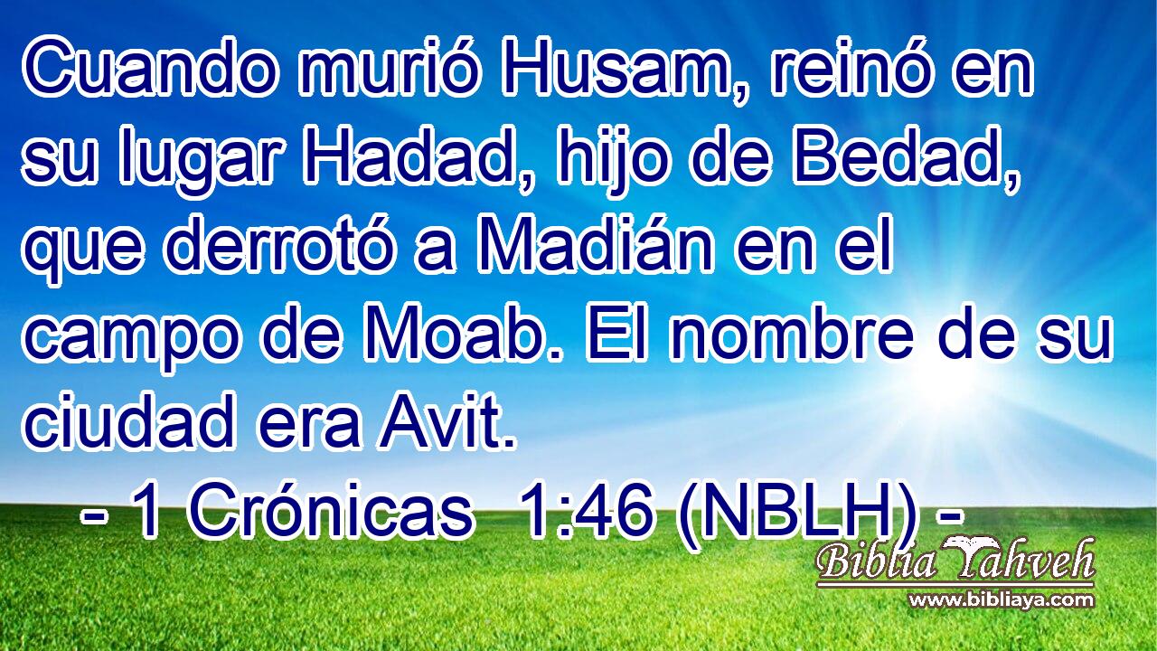  Cuando murió Husam, reinó en su lugar Hadad, hijo de Bedad, que derrotó a Madián en el campo de Moab. El nombre de su ciudad era Avit. 