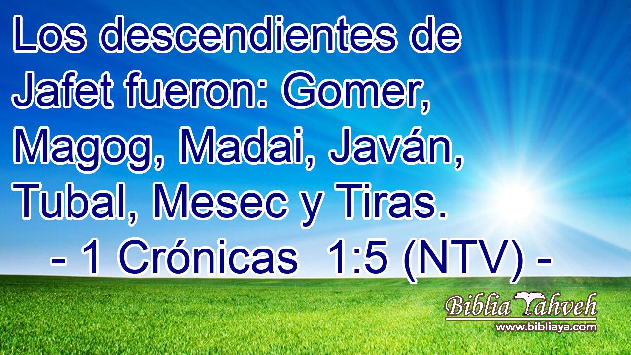 Los descendientes de Jafet fueron: Gomer, Magog, Madai, Javán, Tubal, Mesec y Tiras.
