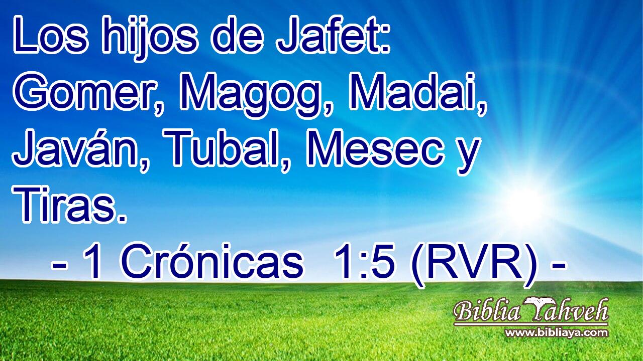 Los hijos de Jafet: Gomer, Magog, Madai, Javán, Tubal, Mesec y Tiras.