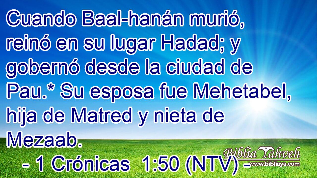 Cuando Baal-hanán murió, reinó en su lugar Hadad; y gobernó desde la ciudad de Pau.* Su esposa fue Mehetabel, hija de Matred y nieta de Mezaab.