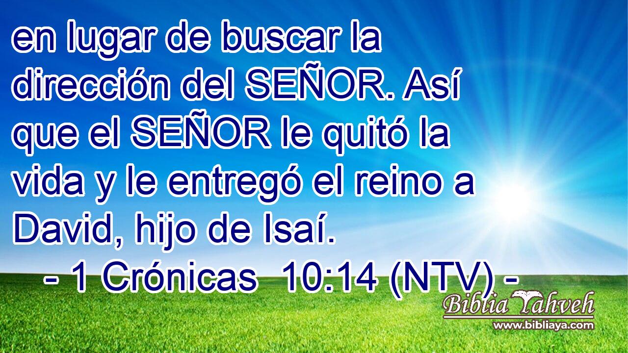 en lugar de buscar la dirección del SEÑOR. Así que el SEÑOR le quitó la vida y le entregó el reino a David, hijo de Isaí.