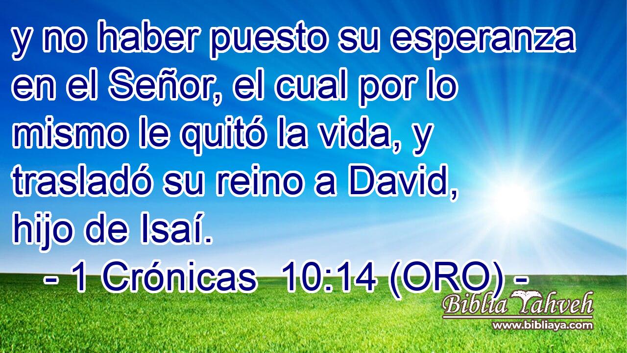  y no haber puesto su esperanza en el Señor, el cual por lo mismo le quitó la vida, y trasladó su reino a David, hijo de Isaí. 
