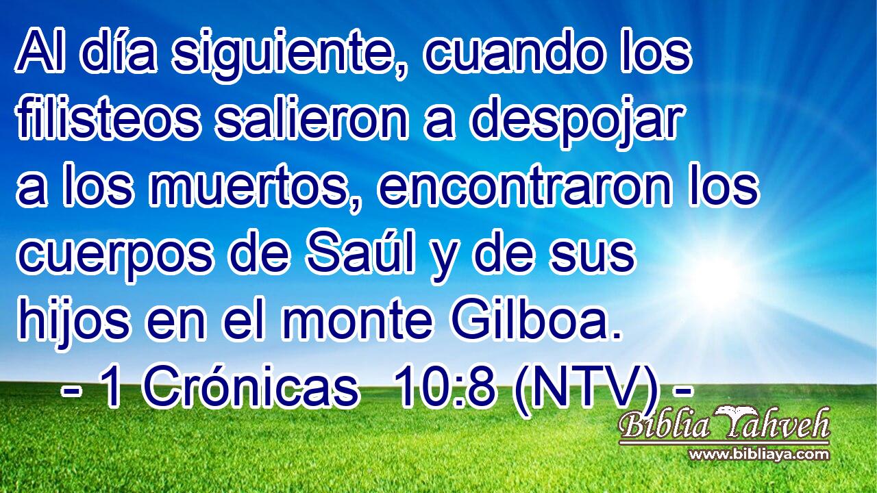 Al día siguiente, cuando los filisteos salieron a despojar a los muertos, encontraron los cuerpos de Saúl y de sus hijos en el monte Gilboa.