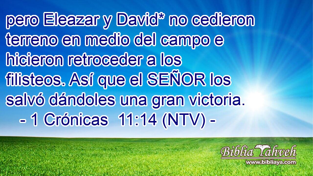 pero Eleazar y David* no cedieron terreno en medio del campo e hicieron retroceder a los filisteos. Así que el SEÑOR los salvó dándoles una gran victoria.