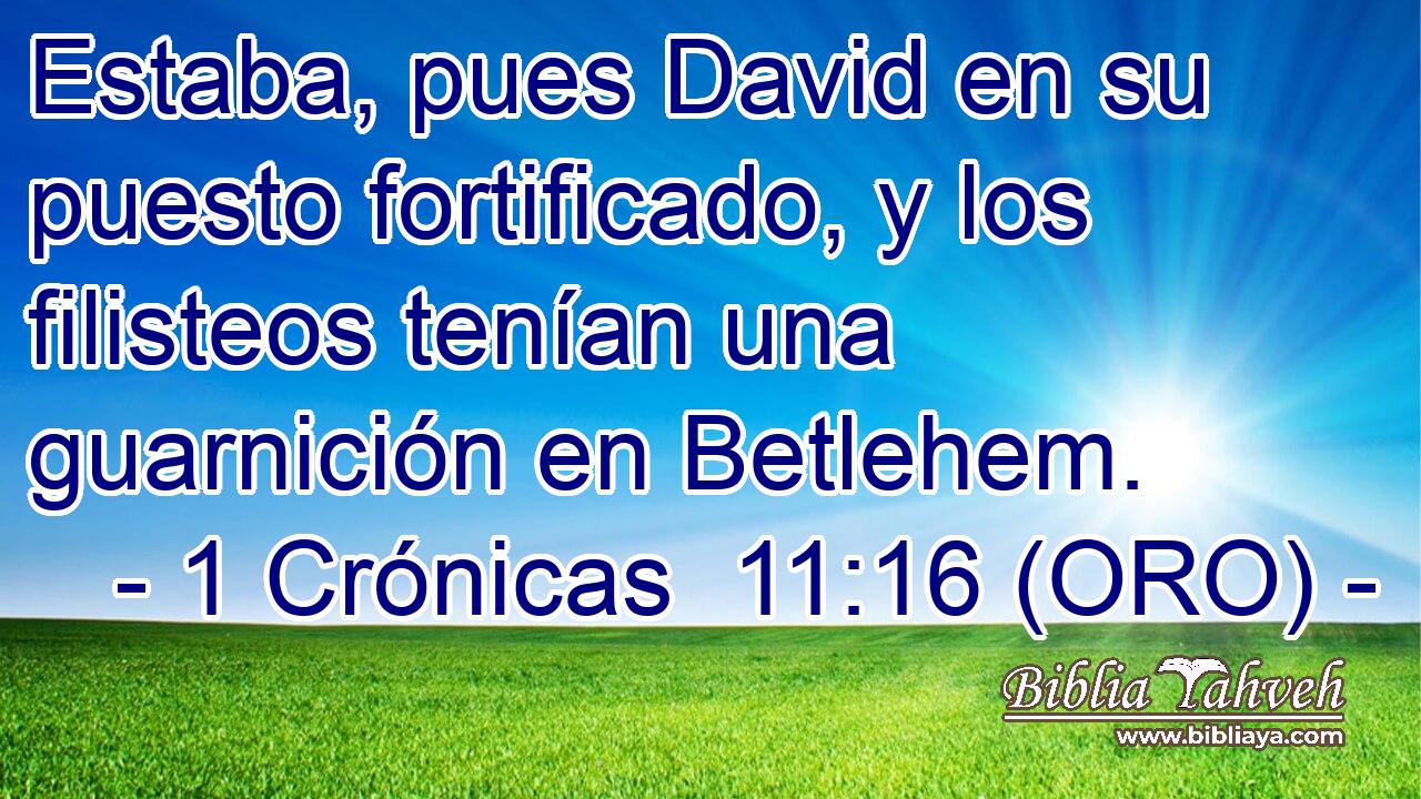  Estaba, pues David en su puesto fortificado, y los filisteos tenían una guarnición en Betlehem. 