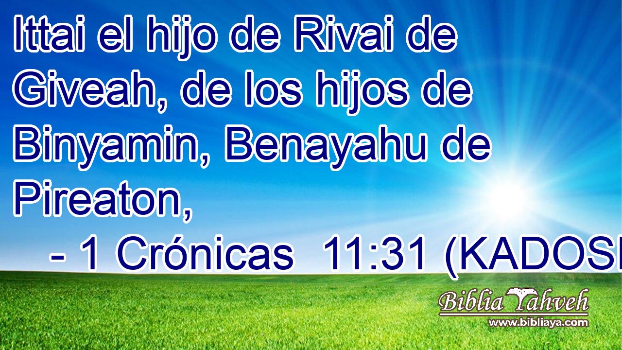  Ittai el hijo de Rivai de Giveah, de los hijos de Binyamin, Benayahu de Pireaton, 