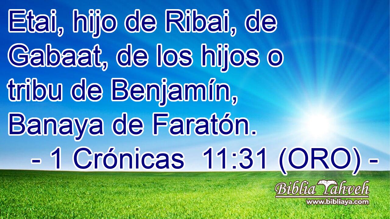  Etai, hijo de Ribai, de Gabaat, de los hijos o tribu de Benjamín, Banaya de Faratón. 